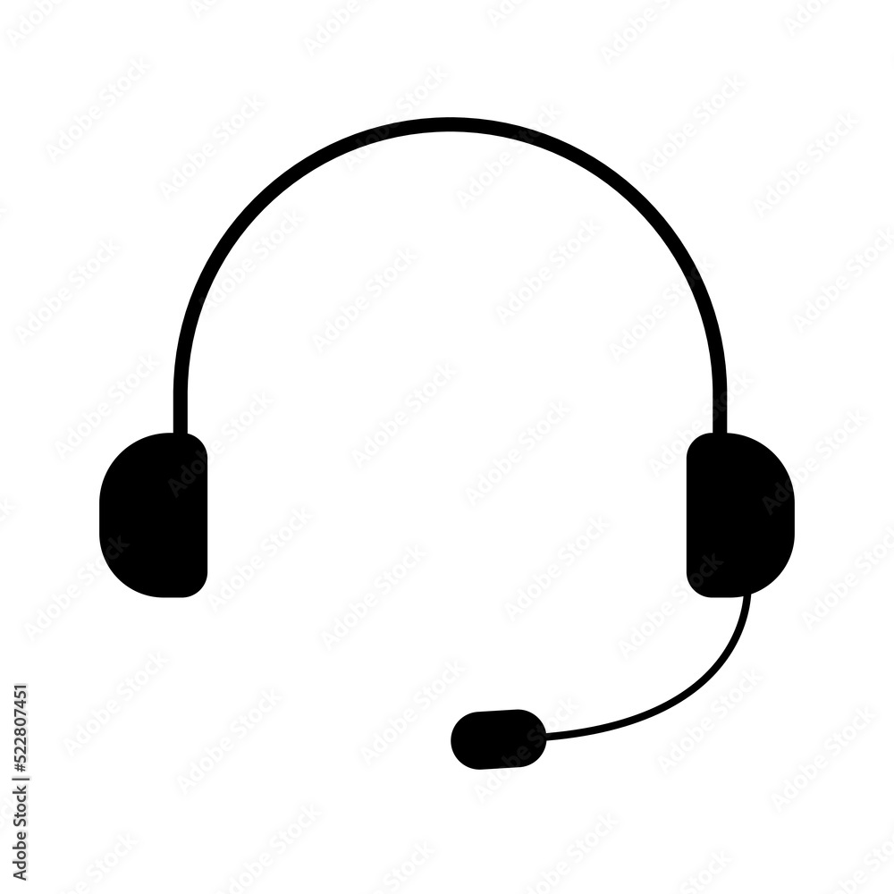 Headphone with mic icon on white background. Symbol for website, computer, mobile and customer service. Vector illustration. EPS 10. Headphone with mic icon on white background. Symbol for website, computer, mobile and customer service. Vector illustration. EPS 10.