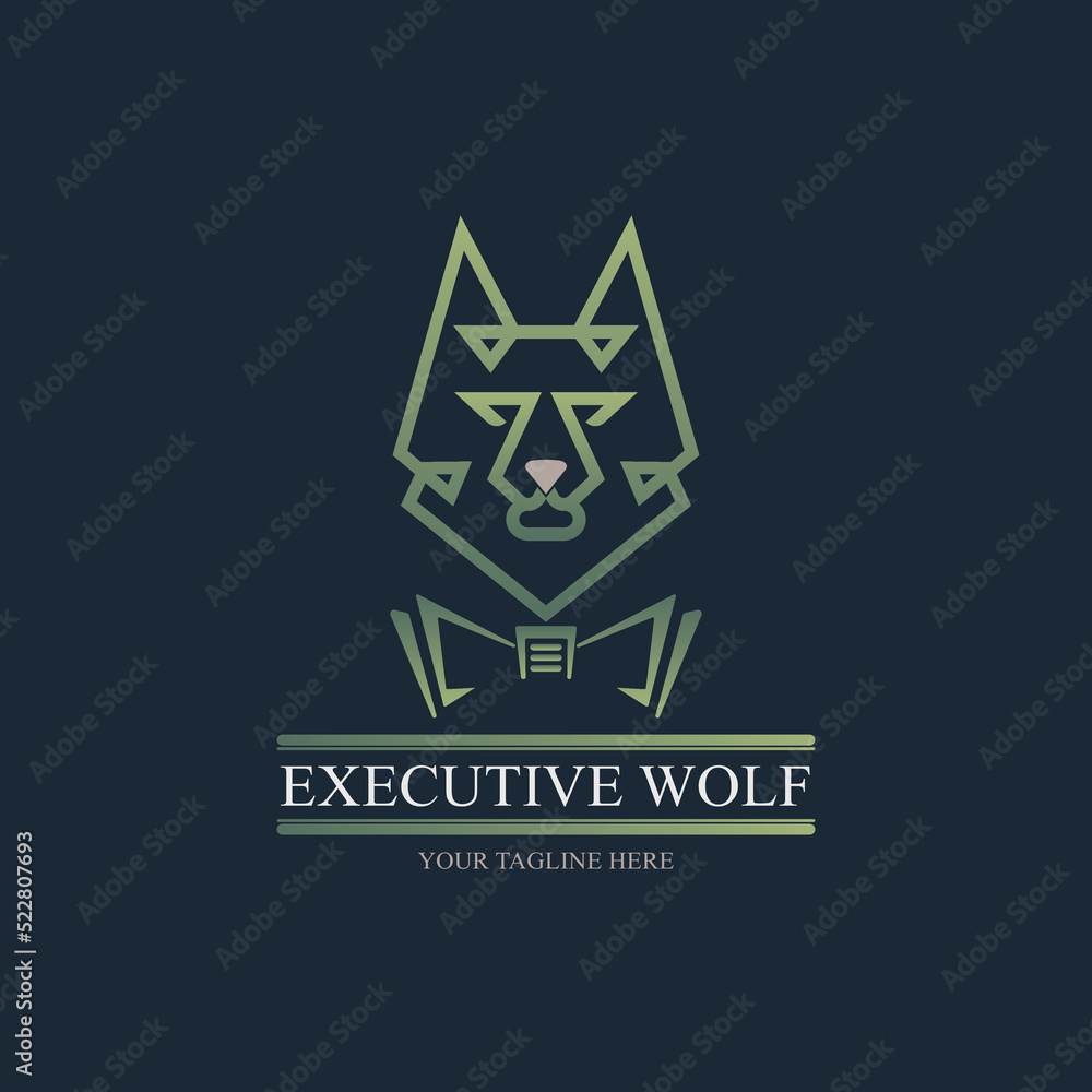 executive wolf  luxury logo template design vector for brand or company and other