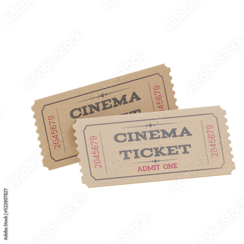  Two Realistic  Vintage retro cinema tickets for concept design