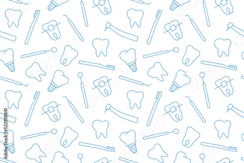 dental pattern  toothbrush  implant  tooth  bracket  dentist tools outline icons- vector illustration