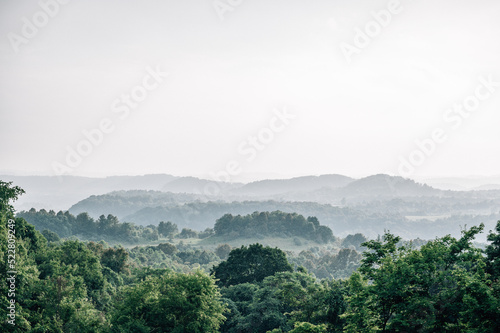 Outdoor landscape with haze rising 