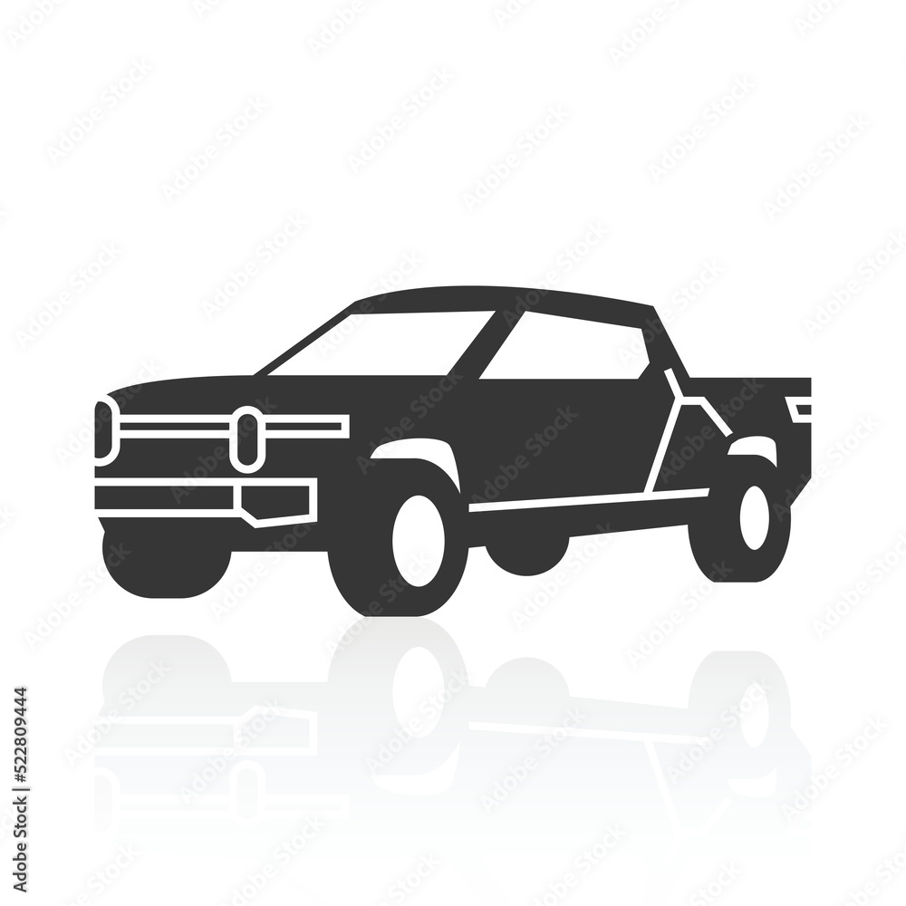 solid icons for Pickup truck and shadow,vector illustrations