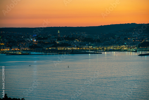 View over Tangier skyline at night, Morocco.