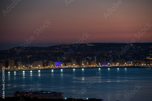 View over Tangier skyline at night, Morocco. © issam