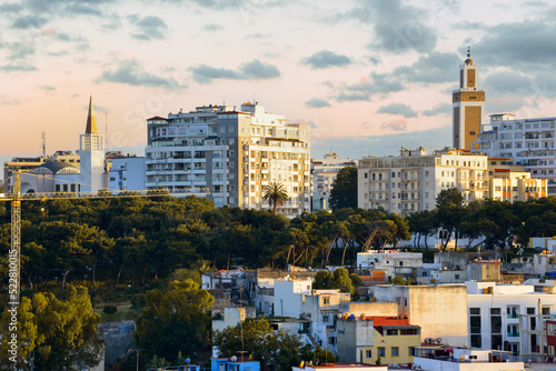 The Moroccan city of Tangiers. A panoramic view of the church and mosque photo