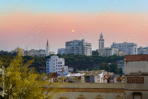 The Moroccan city of Tangiers. A panoramic view of the church and mosque photo
