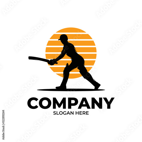 Cricket player logo design template