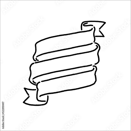 手書きの段になっているリボンの線画イラスト
