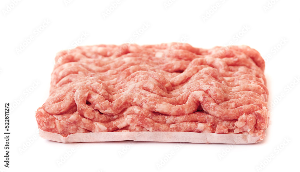 Minced meat as background on white. Minced meat as background on white.