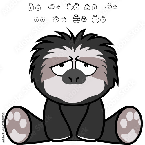 cute sitting sloth bear character cartoon expressions set collection, illustration vector format 