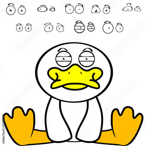 cute sitting duck character cartoon expressions set collection, illustration vector format 