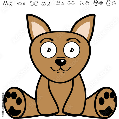 cute sitting chihuahua mexican puppy character cartoon expressions set collection, illustration vector format 