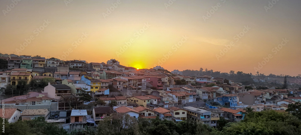 sunset view in late afternoon in Brazil on sunny day