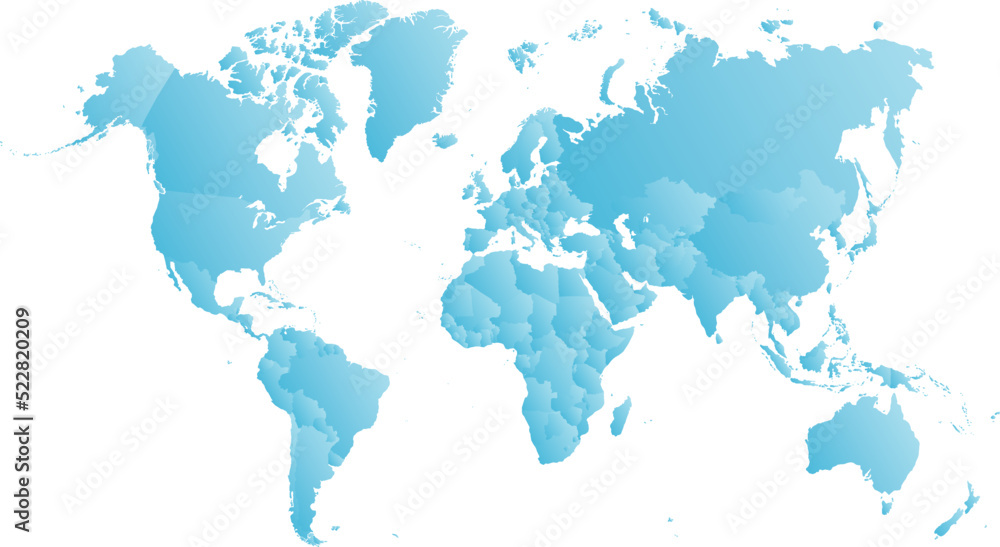 Obraz premium vector illustartion of blue colored world map on white background