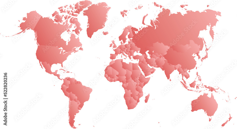 vector illustartion of red colored world map on white background