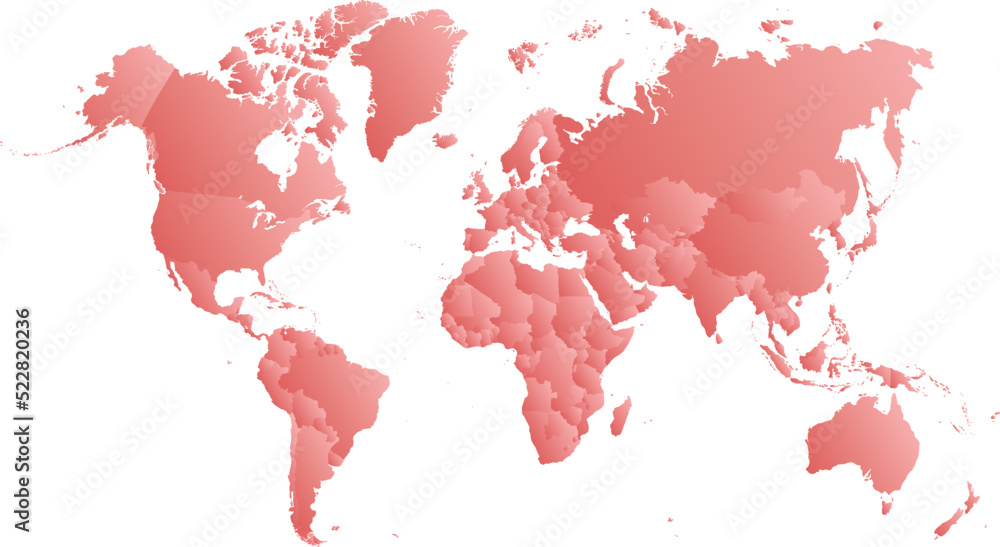 Obraz premium vector illustartion of red colored world map on white background