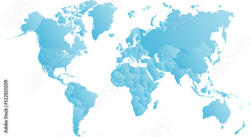 vector illustartion of blue colored world map on white background