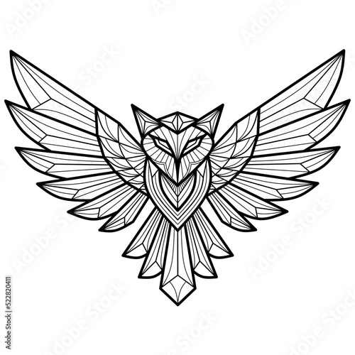 black and white polygonal geometric owl logo