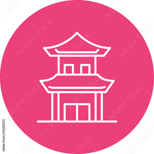 Chinese House Line Two Color Icon
