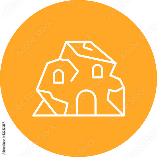 Cave House Line Two Color Icon