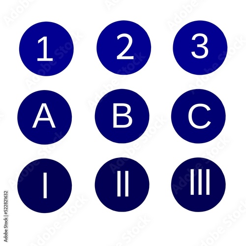 set of buttons with numbers