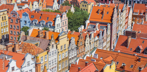 Historic colorful facades at the Long Market square in Gdansk, Poland