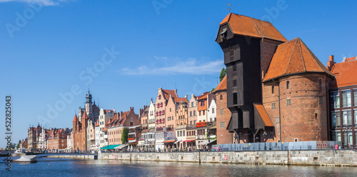 Fotobehang Panorama of the Zuraw crane building at the waterfront in Gdansk, Poland