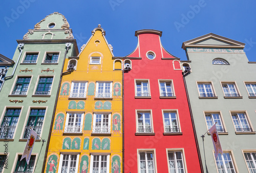 Colorful historic houses in Dluga street in Gdansk, Poland