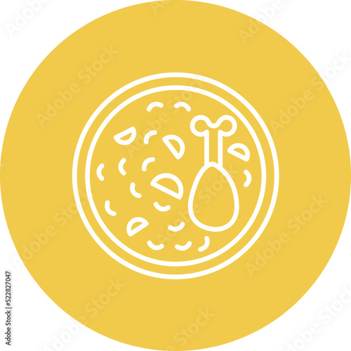 Chicken Rice Line Two Color Icon