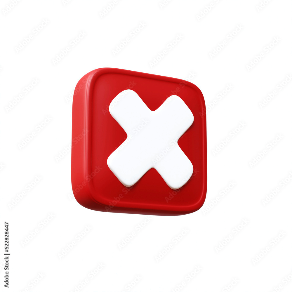 Cancel cross icon isolated over white background. 3d rendering. Cancel cross icon isolated over white background. 3d rendering.