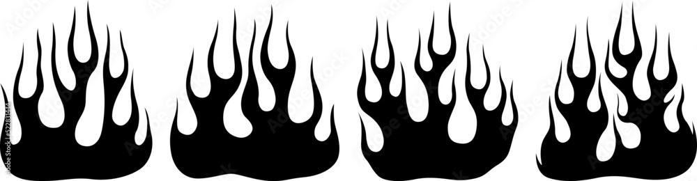 Fire flames isolated on white background. Tribal tattoo design. Fire flames isolated on white background. Tribal tattoo design.