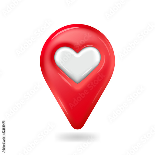 Favorite place location icon red with a heart