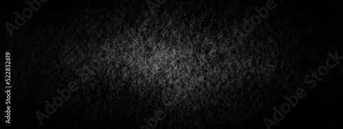 Dark black grunge textured concrete background. Panorama dark grey black slate background. Dark grunge textured wall closeup background. Old black background. Blackboard. Chalkboard texture.
