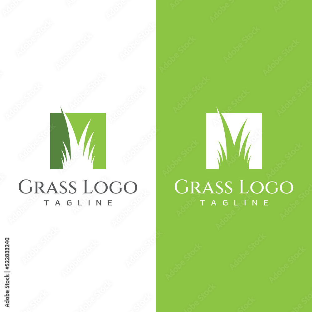 Natural green grass, meadow, and mowed grass element logo in Spring vector logo design template. Natural green grass, meadow, and mowed grass element logo in Spring vector logo design template.