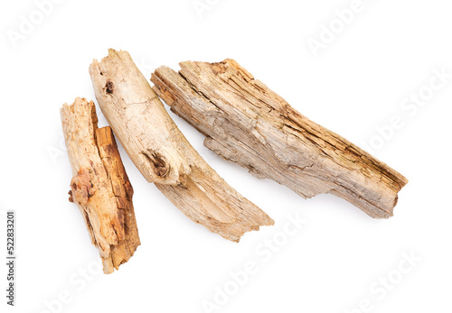 Wooden broken sticks isolated on white background