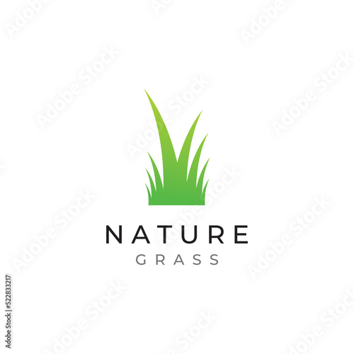 Fototapeta Naklejka Na Ścianę i Meble -  Natural green grass, meadow, and mowed grass element logo in Spring vector logo design template.