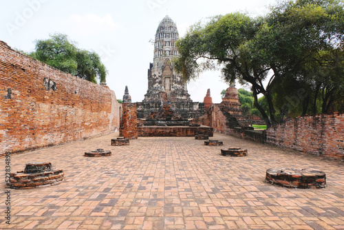 Old Buddha at Old Beautiful Thai Temple Wat Ratburana at Ayutthaya, Ayutthaya Historical Park of Thailand photo