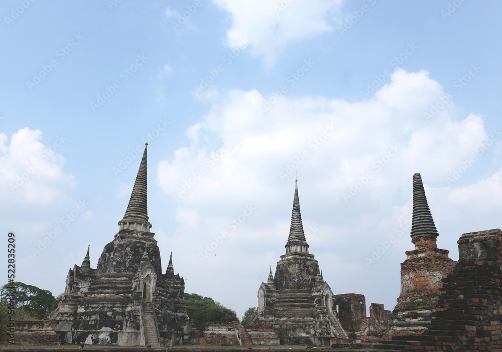 Old Buddha at Old Beautiful Thai Temple Wat Pra Si Wanphet at Ayutthaya, Ayutthaya Historical Park of Thailand Old Buddha at Old Beautiful Thai Temple Wat Pra Si Wanphet at Ayutthaya, Ayutthaya Historical Park of Thailand