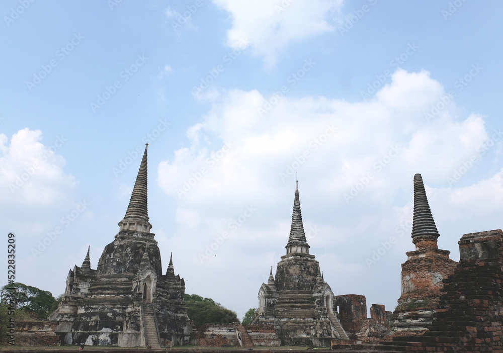 Old Buddha at Old Beautiful Thai Temple Wat Pra Si Wanphet at Ayutthaya, Ayutthaya Historical Park of Thailand