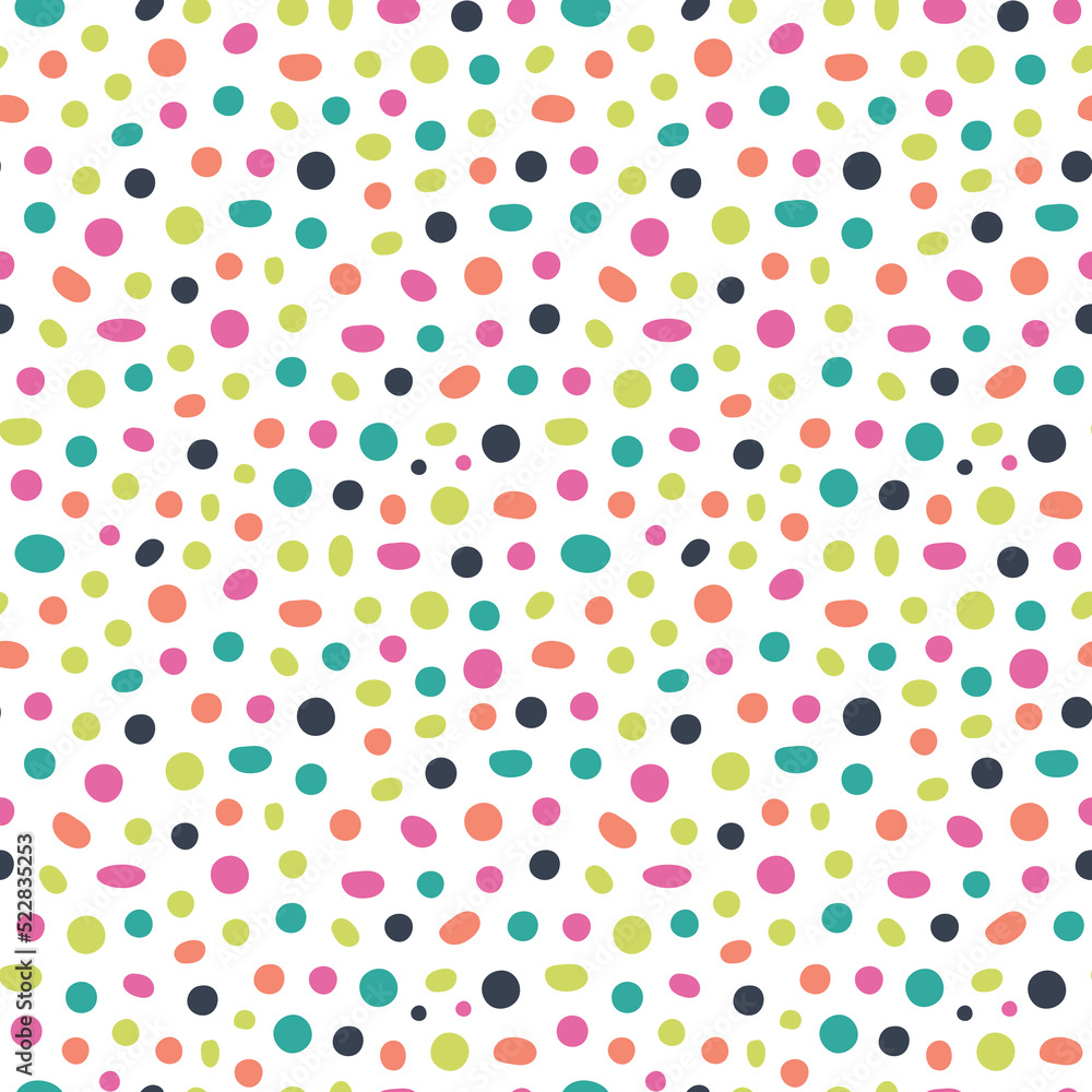 Simple seamless pattern with bright hand drawn polka dots Simple seamless pattern with bright hand drawn polka dots