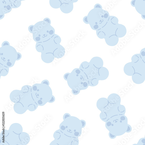 Seamless pattern with blue gummy bears