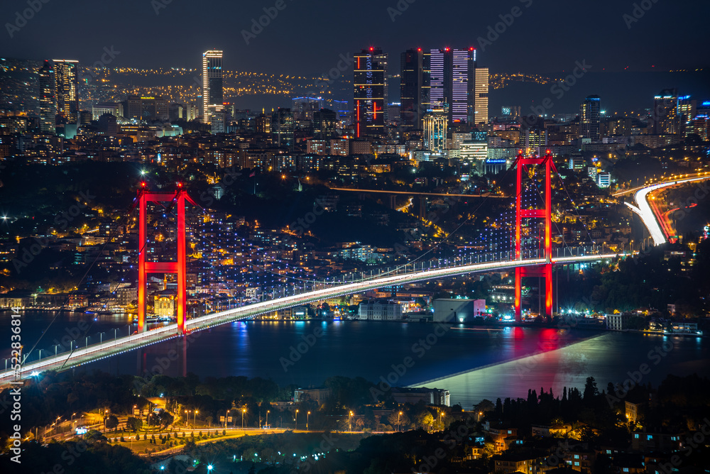 Fototapeta premium vVew of the 15 July Martyrs Bridge Bosphorus Bridge
