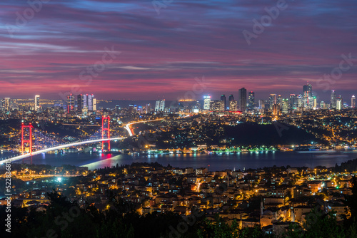 Çamlıca Hill 15 July Martyrs Bridge with Istanbul skyline at night © Sarmad