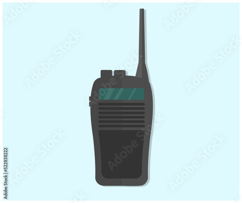 A modern dual band walkie talkie radio with lcd display logo design. Portable device is used for communication vector design and illustration. photo
