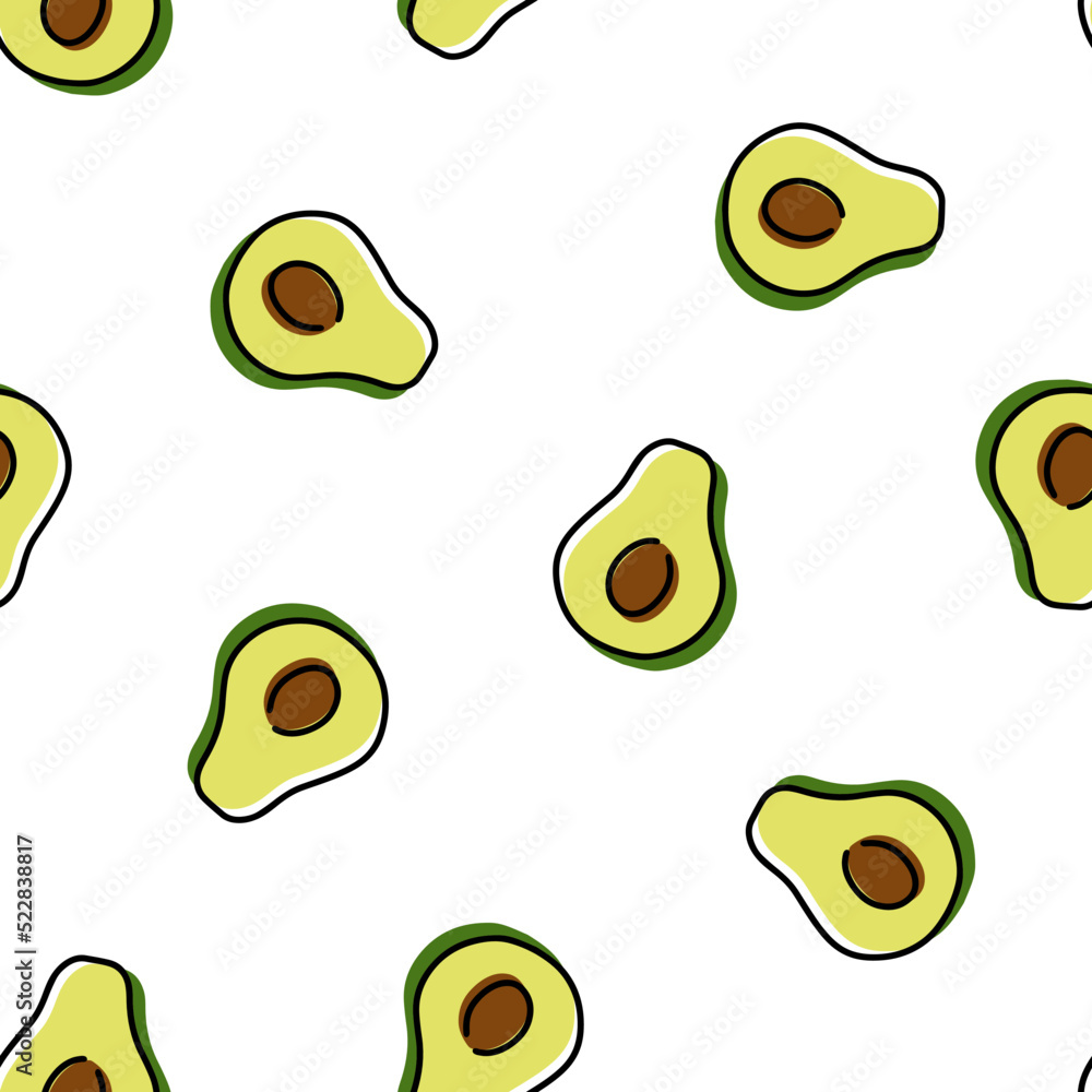 Seamless pattern with hand drawn avocados Seamless pattern with hand drawn avocados