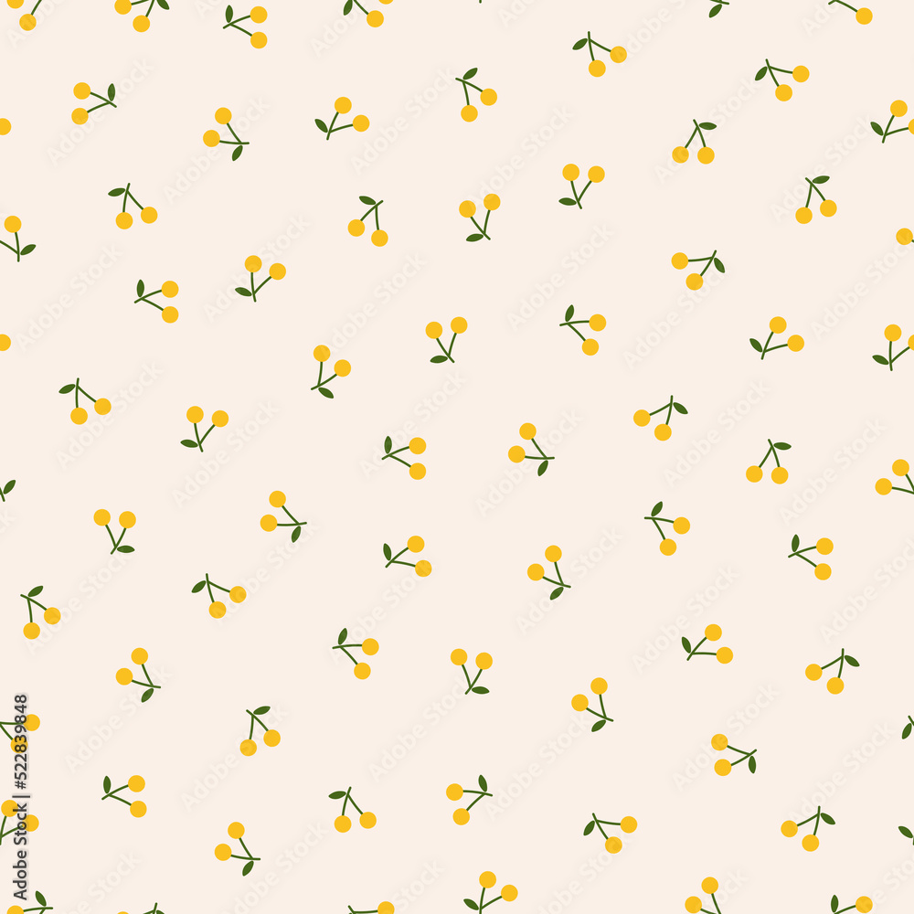 Seamless pattern with yellow cherries Seamless pattern with yellow cherries