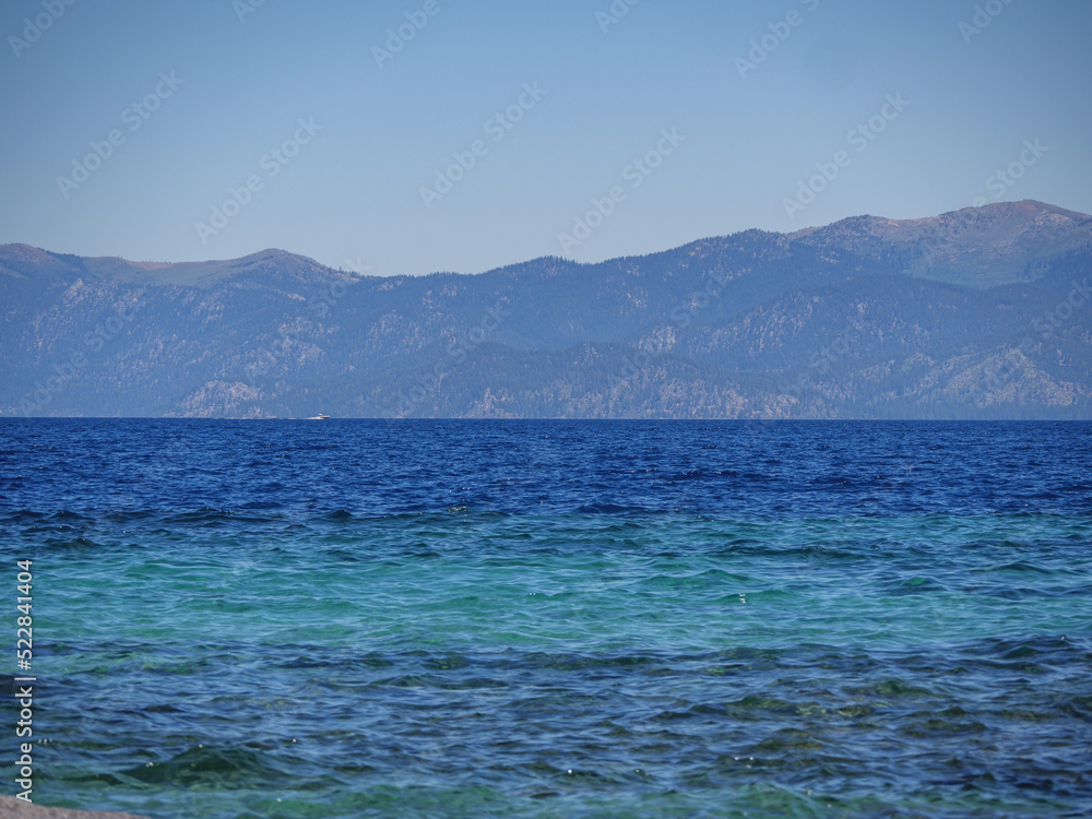 Blue water of Lake Tahoe California from Emerald Bay