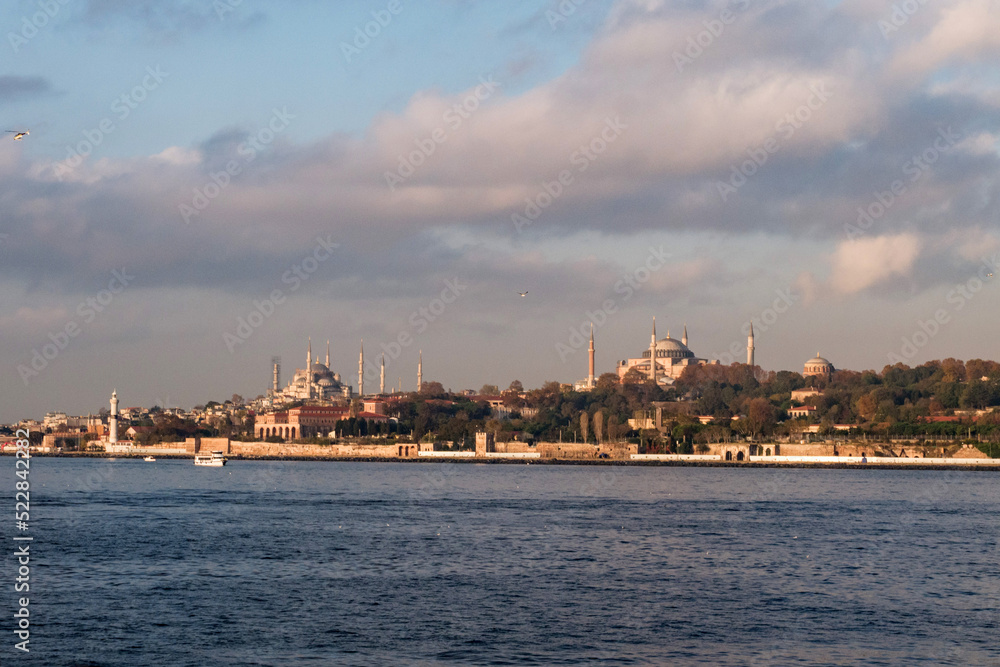View of the Bosphorus to Istanbul from the water area