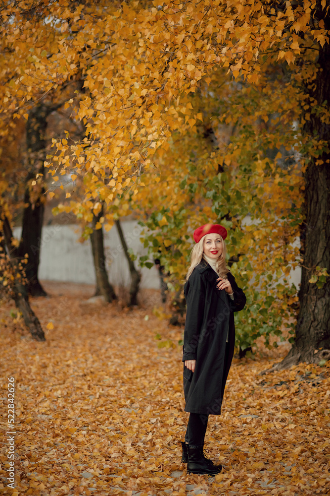 Beautiful woman in autumn park. Outdoor portrait. Woman portrait. Beautiful woman in autumn park. Outdoor portrait. Woman portrait.