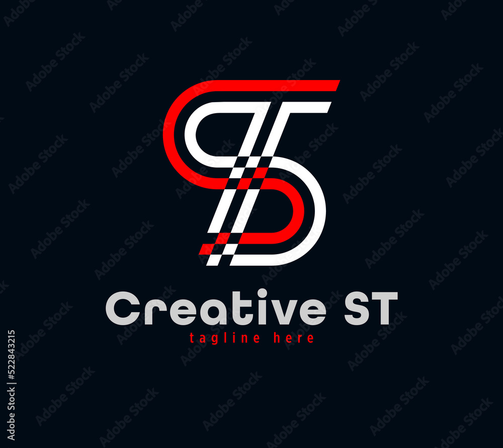 Creative S and T letter combination logo design. Linear animated corporate sports logo. Unique custom minimal design template vector illustration. Creative S and T letter combination logo design. Linear animated corporate sports logo. Unique custom minimal design template vector illustration.